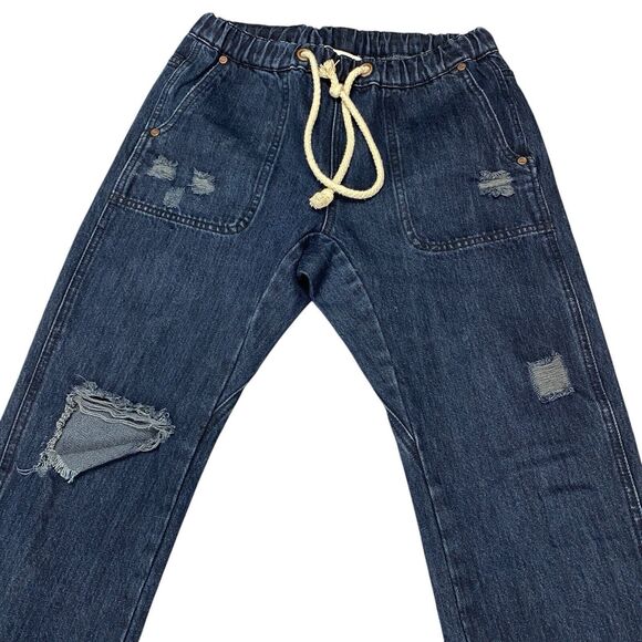One Teaspoon Shabbies Drawstring Boyfriend Denim Jean Women XS Destroyed - Picture 7 of 16